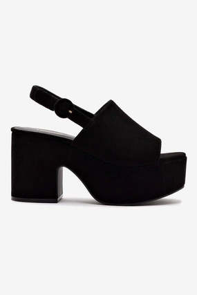 Miso Platform Sandal In Black Suede Everyday Flexible Fit Busy Professionals
