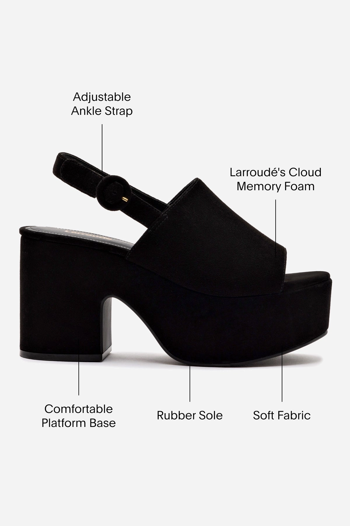 Anti Odor Technology Miso Platform Sandal In Black Suede