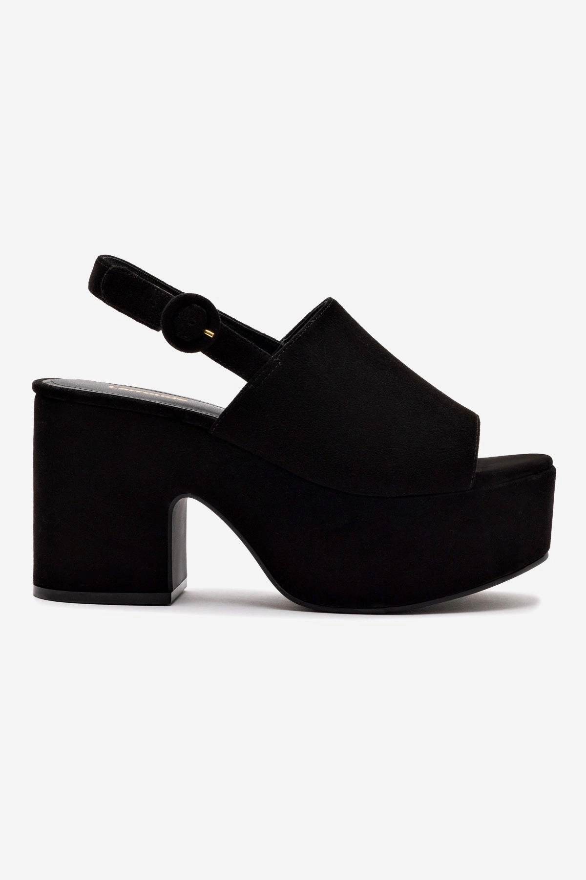 Miso Platform Sandal In Black Suede Joint Care Indoor