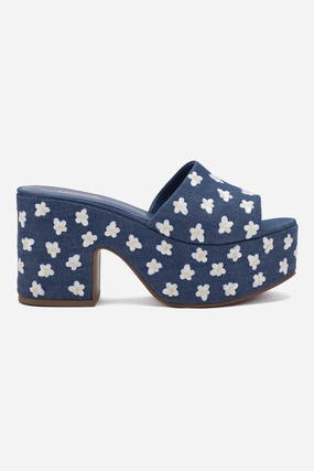 Fresh Drop Foam Lining Standing Workers Miso Platform Sandal In Blue Denim
