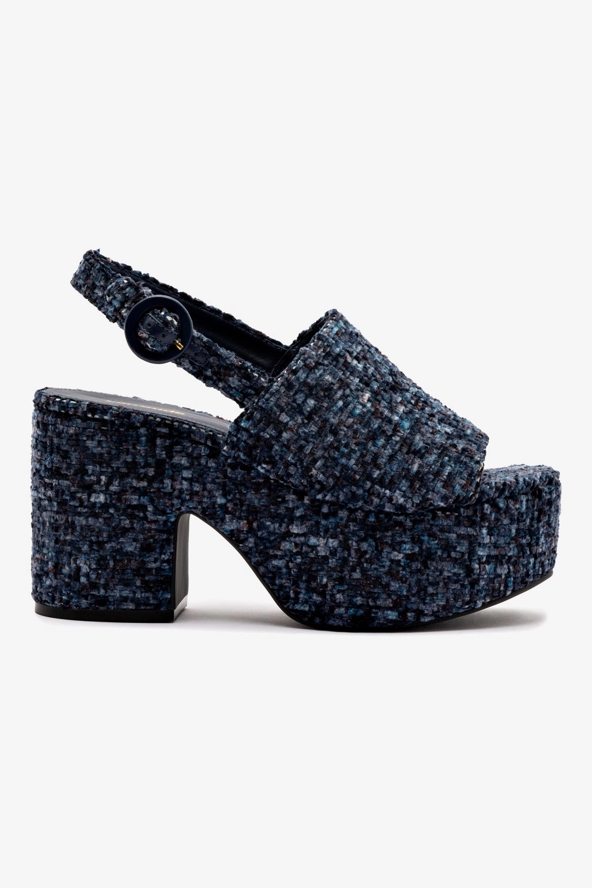 Elastic Sling Miso Platform Sandal In Midnight Velvet