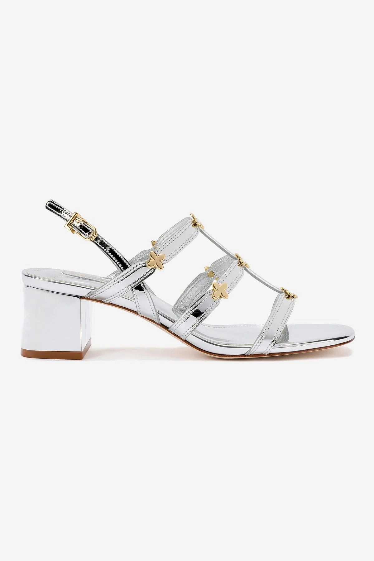 World Walk Harmony Block Sandal In Silver Specchio