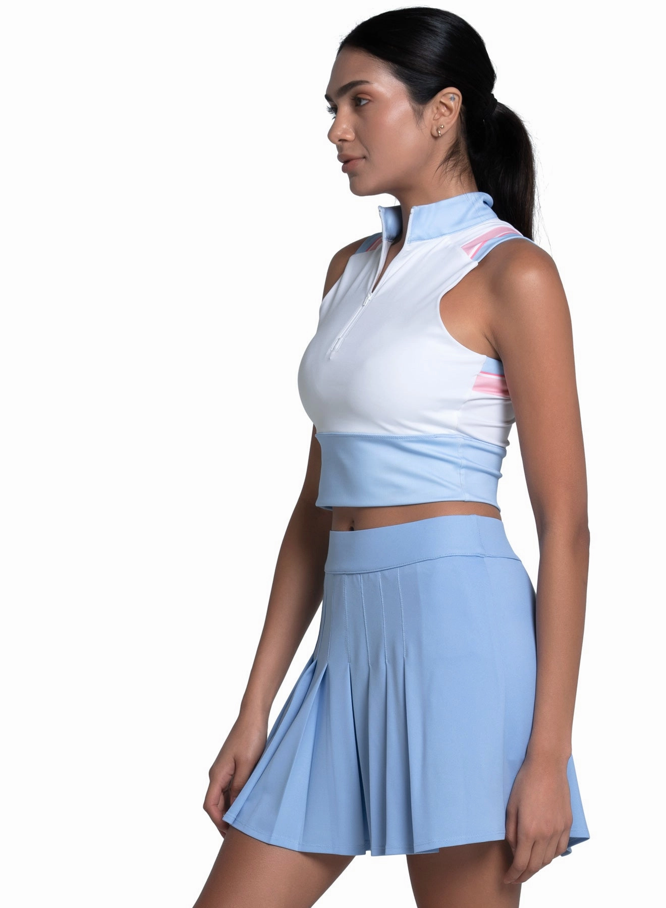 Wrinkle resistant fabric Multi Pocket Configuration Edge Cut Crop Tank