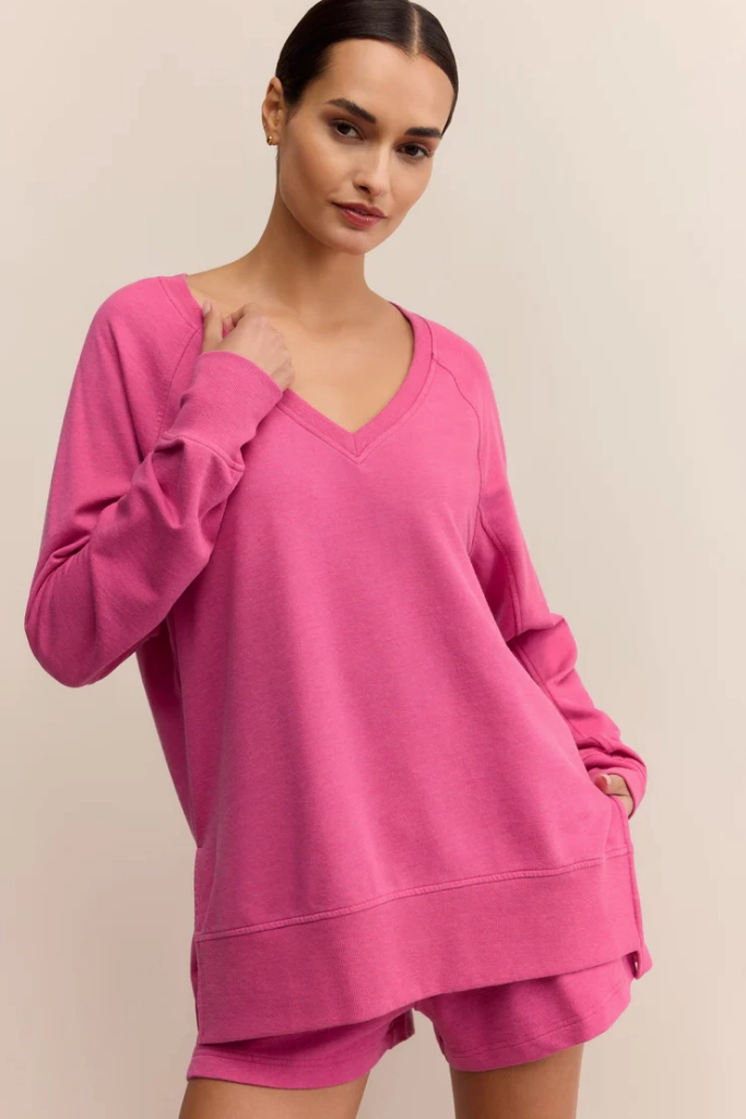 Modern V Neck Weekender in Island Pink by Z Supply NonRestrictive Cut
