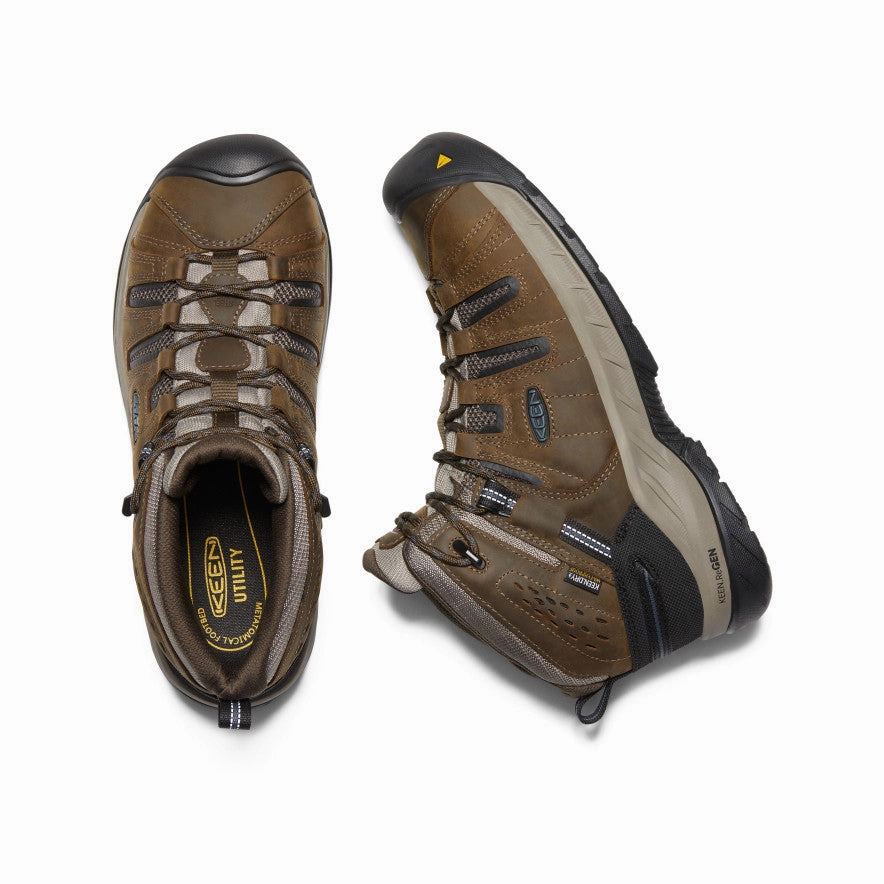 Slip   Resistant Eco Friendly Men's Flint II Waterproof Boot (Steel Toe)  |  Cascade Brown/Orion Blue