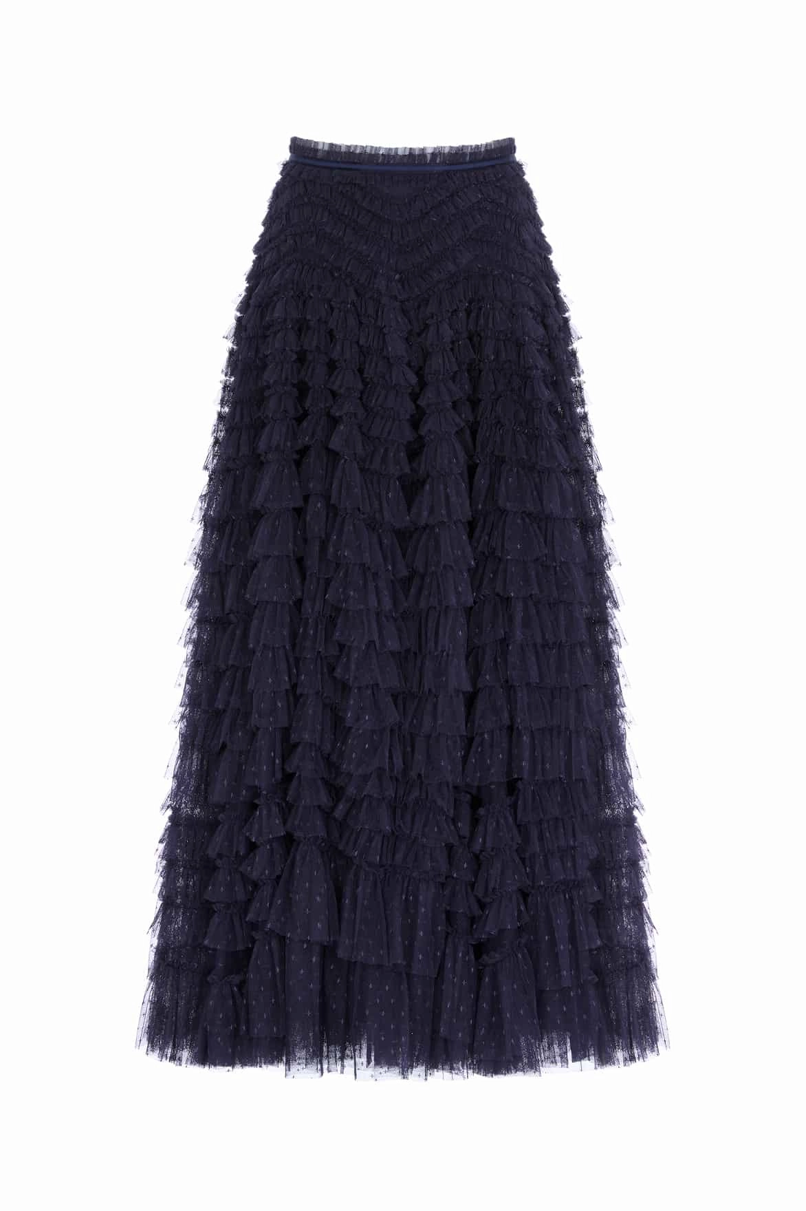 Senior Style Laser Cut Edges Hattie Ruffle Ankle Skirt