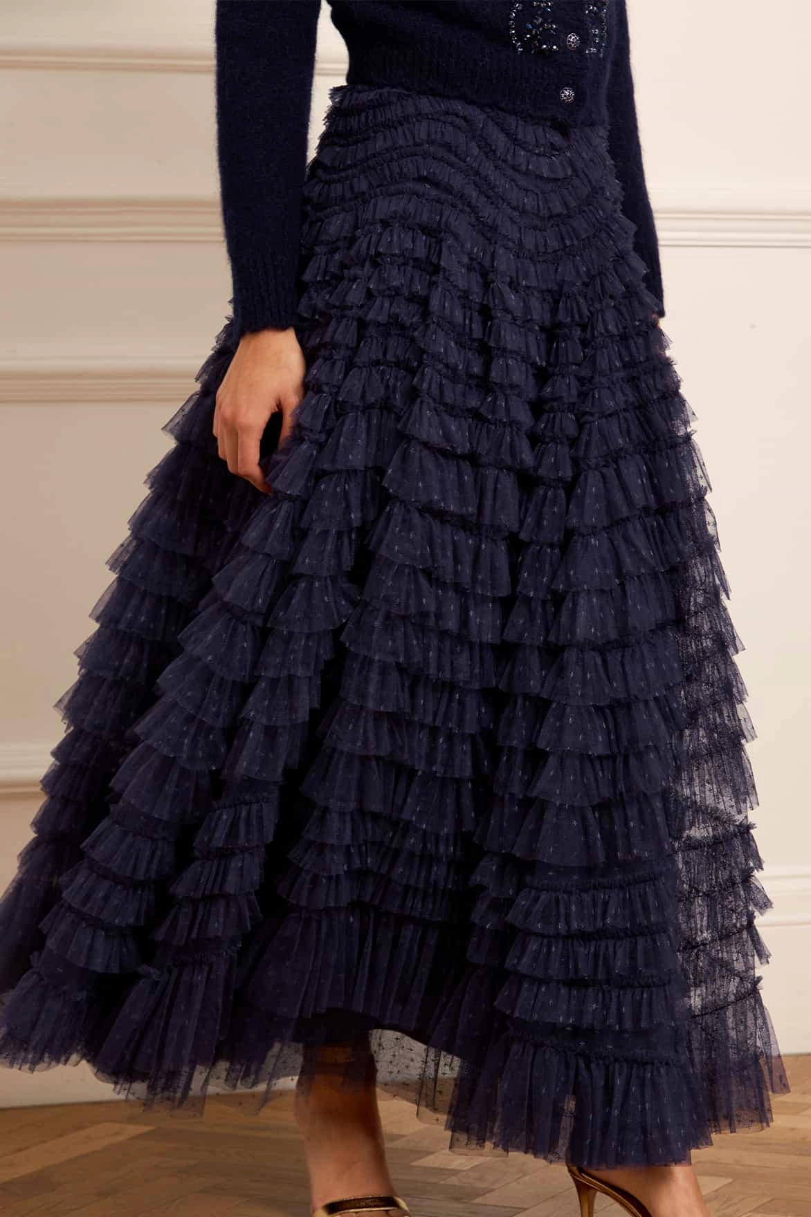 Hattie Ruffle Ankle Skirt Artisan Print