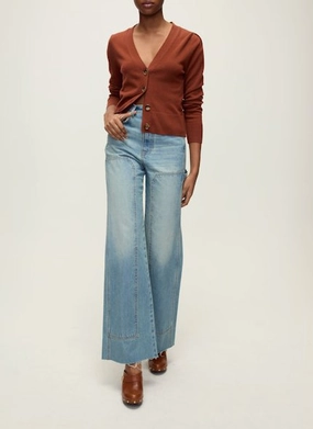 Interlock Knit NonChafingTrim Solene Cashmere Cardigan Orange Brandy