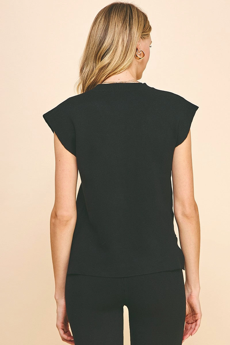 HiddenZipper Black V-neck Sweater Vest