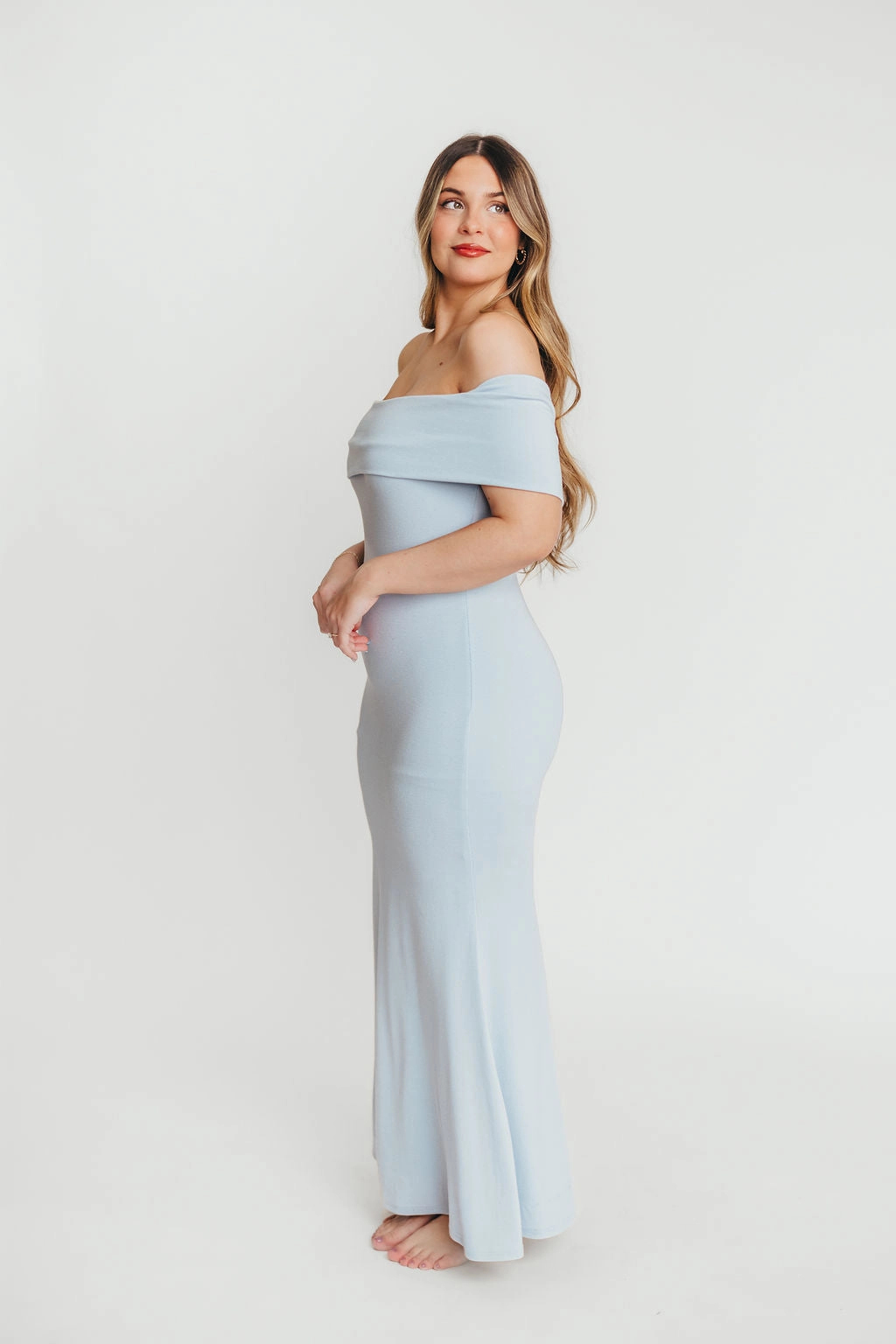 Versatile-Style All Day Ready Monroe Maxi Dress in Blue - Bump Friendly