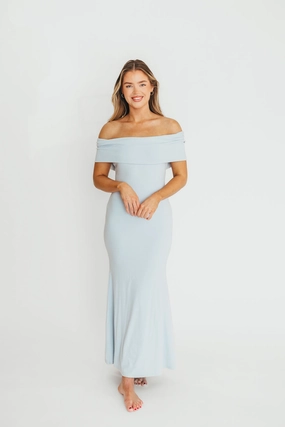 Monroe Maxi Dress in Blue - Bump Friendly Soft Vibes