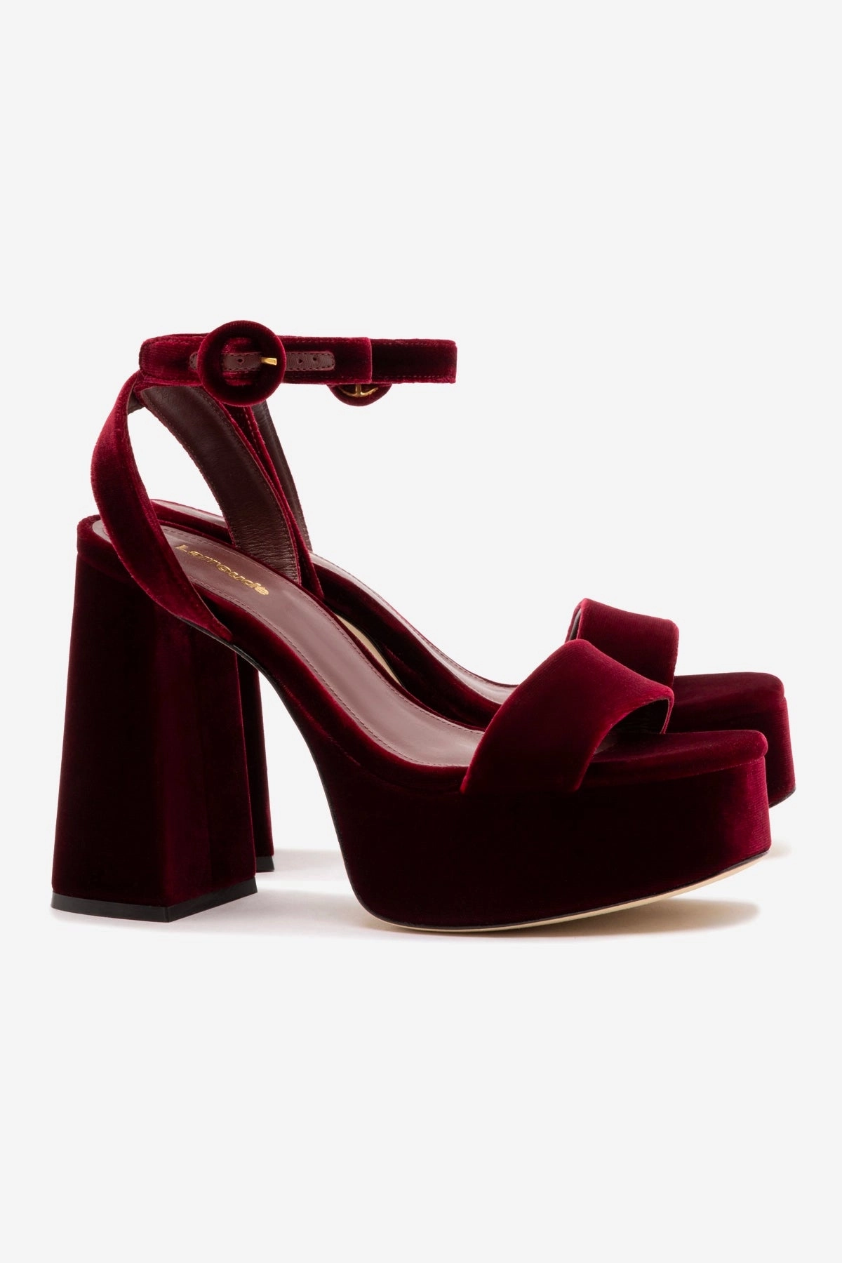 Dolly Sandal In Wine Velvet Vibration Dampening Layer Leather Touch