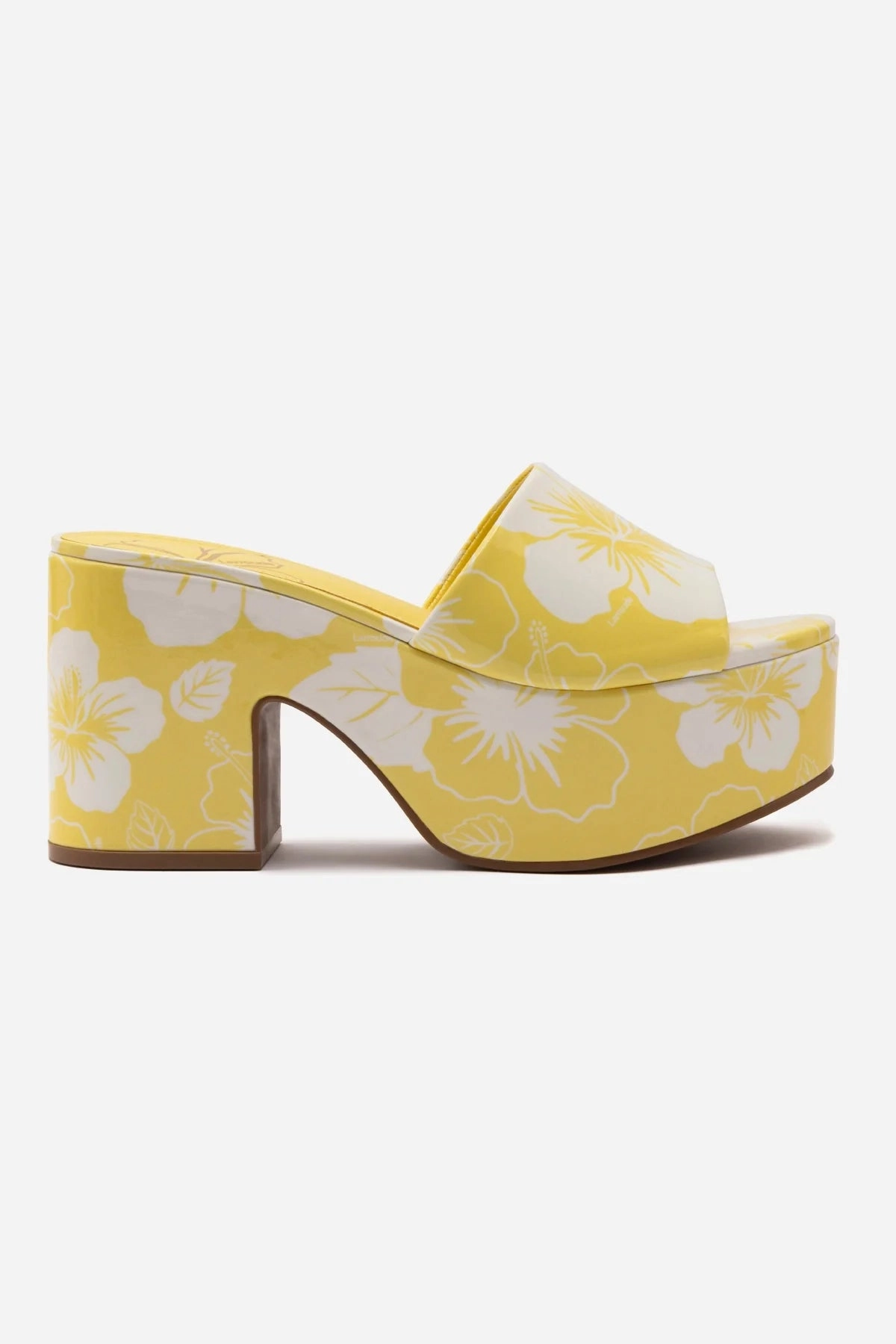 Viral Pop Stretchable Upper Miso Platform Sandal In Lemonade Printed Leather