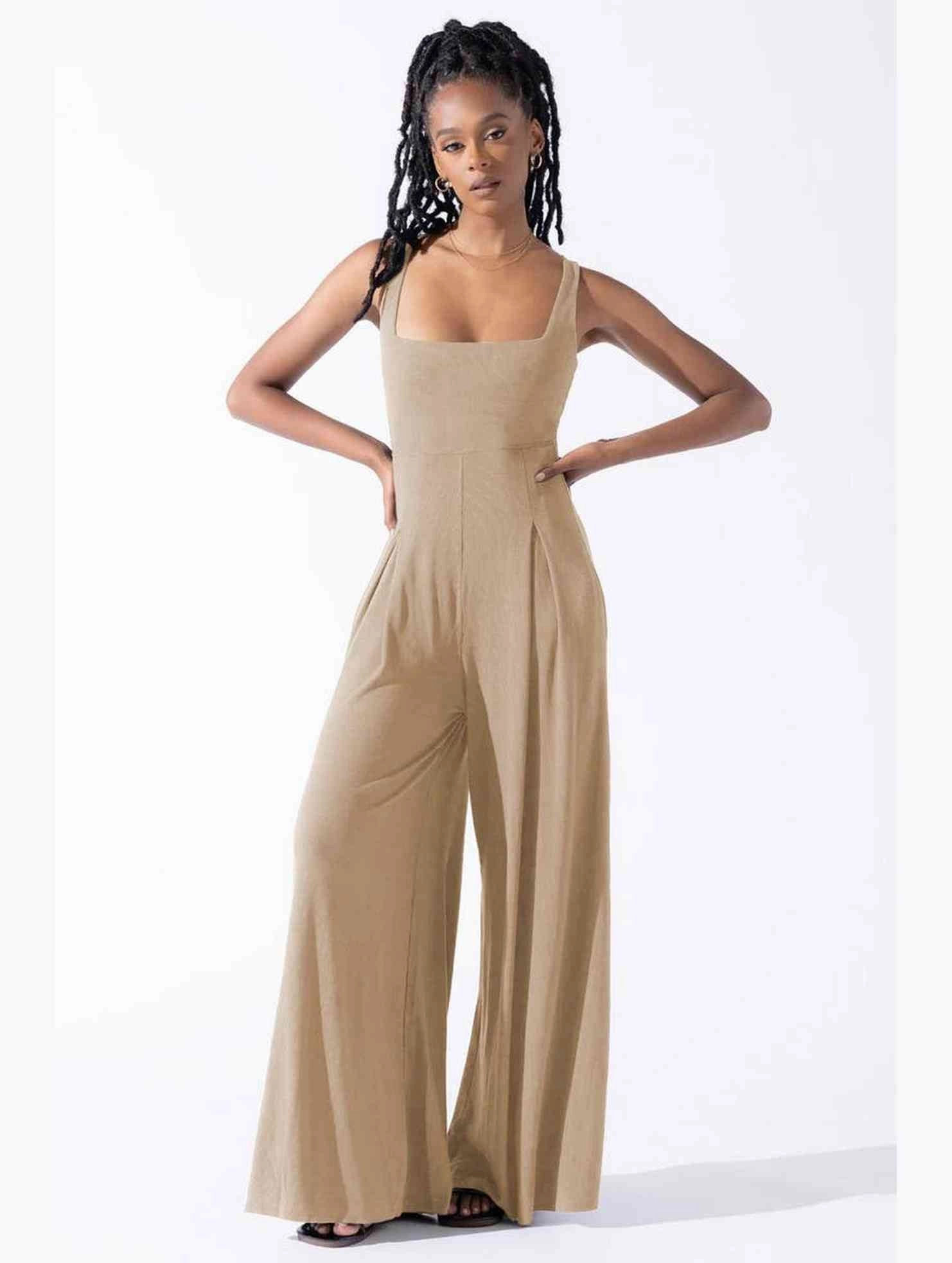 Odor Resistant Finish Adaptive Temperature Control CASUAL LOOSE WIDE LEG JUMPSUITS FOR WOMEN_CWSJS0458