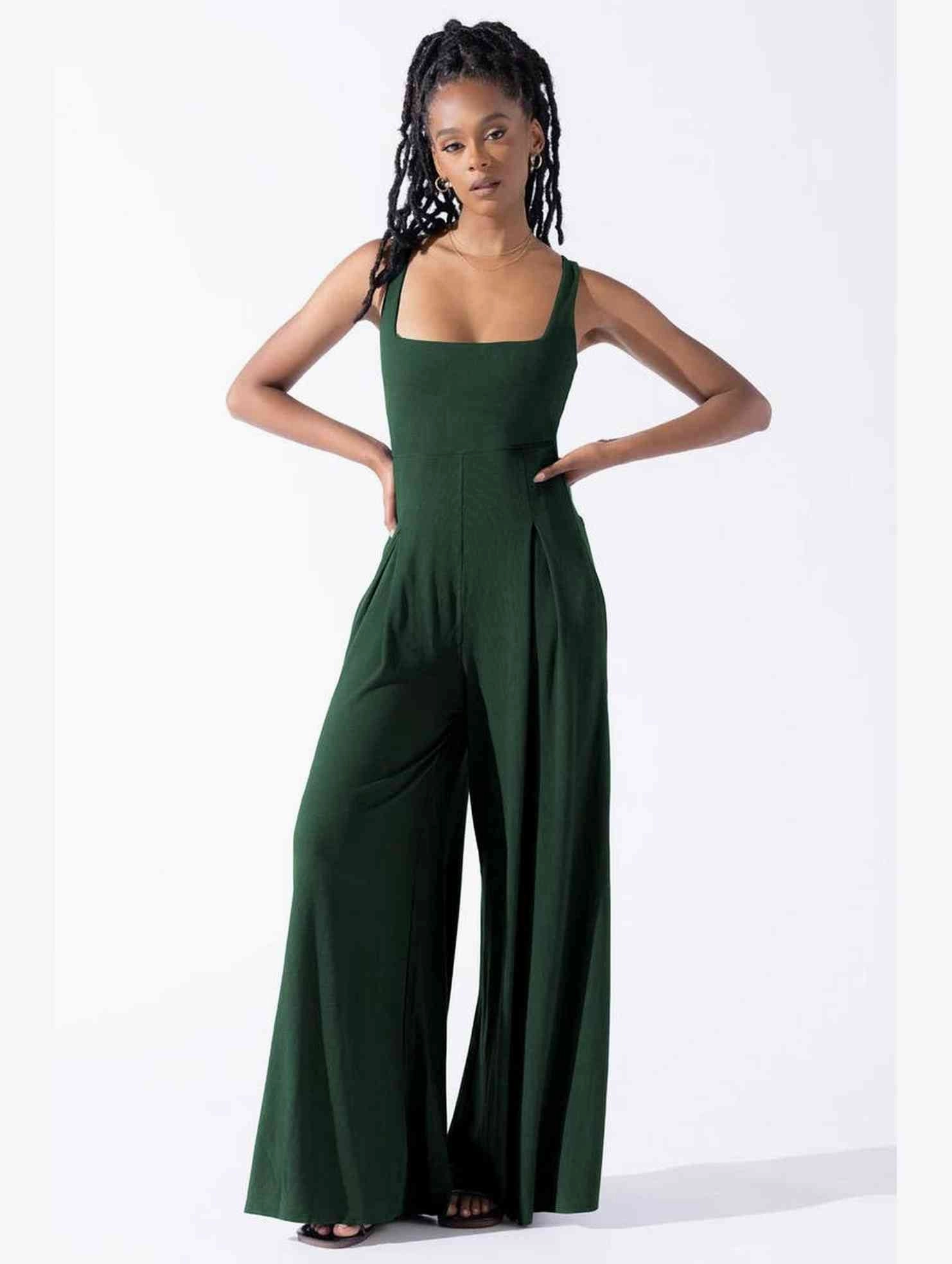 CASUAL LOOSE WIDE LEG JUMPSUITS FOR WOMEN_CWSJS0458 Relax Daily Casual Adult