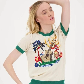 EcoFriendly Dye Process RollUpCuff Nora Knit Top Guitar