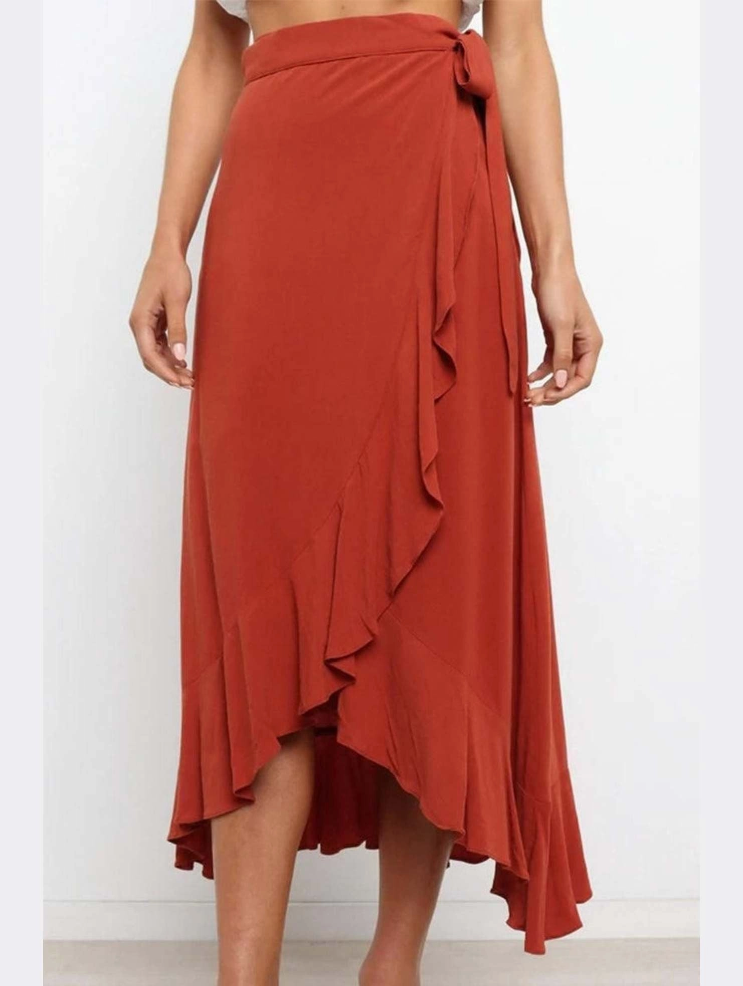 Reinforced Stitching Abrasion resistant TRENDY WOMEN RUFFLED EDGING LACE UP SKIRT