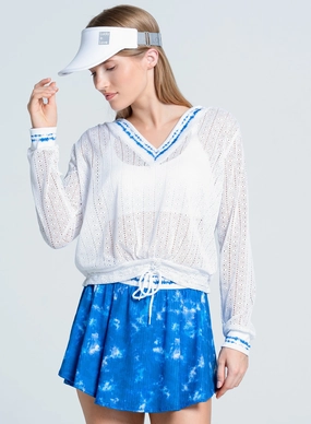 Shibori Stripe Lace Pullover Soft Knit