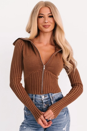 Do It Different Zip-Up Sweater Jacket (Mocha) Quick Dry Tech