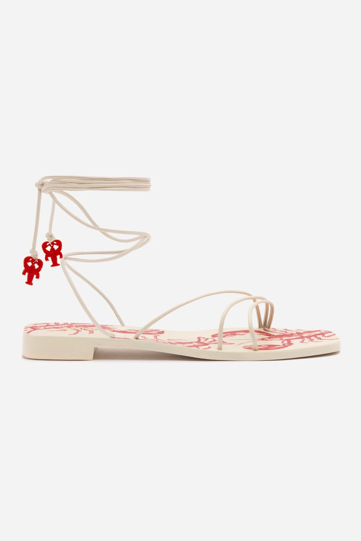Nadia Flat Sandal In Ivory Leather Kick Power