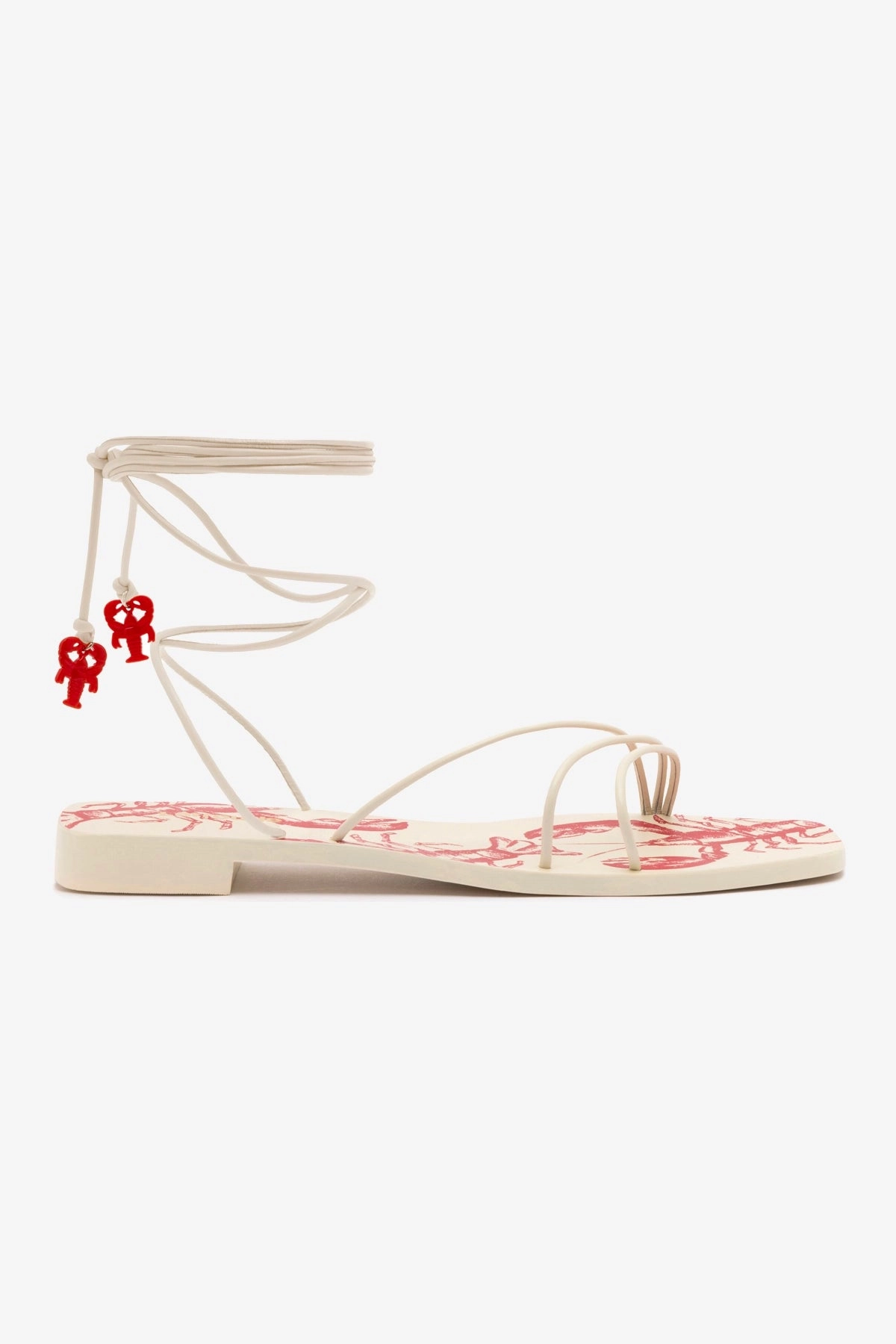 Balanced Heel Counter Nadia Flat Sandal In Ivory Leather