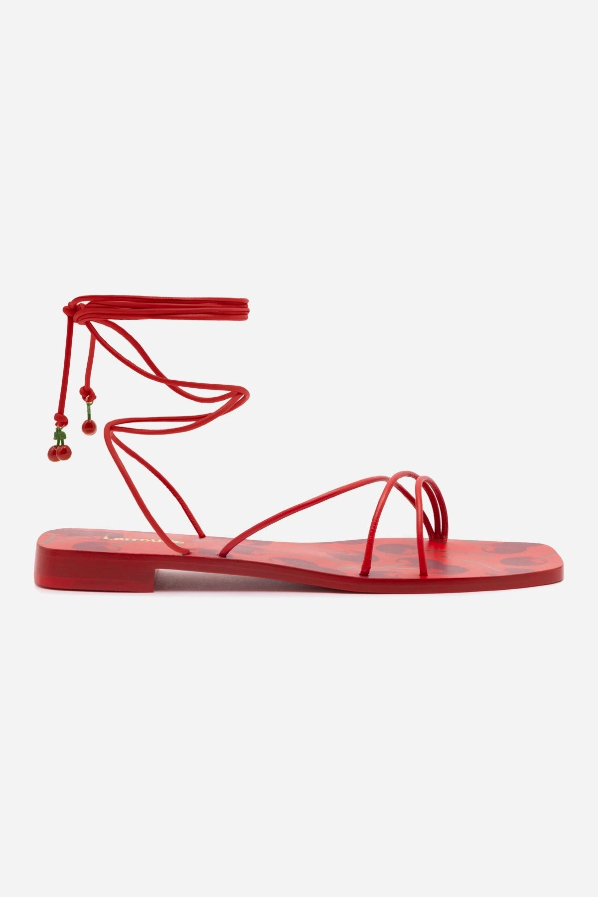 Nadia Flat Sandal In Scarlet Leather Odor Control Technology Vintage Mood