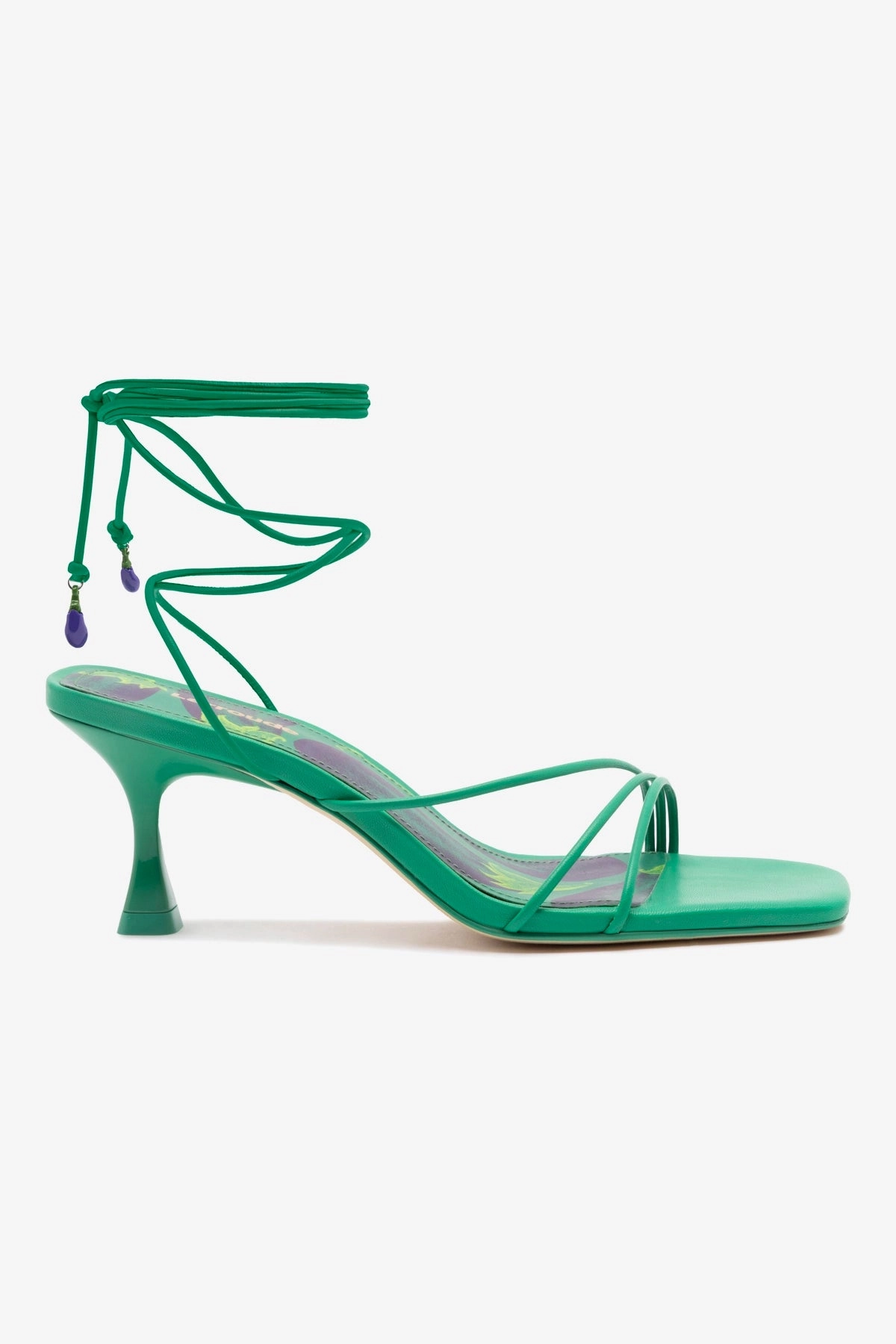 Nadia Sandal In Green Leather Hot Pick Luggage Fit