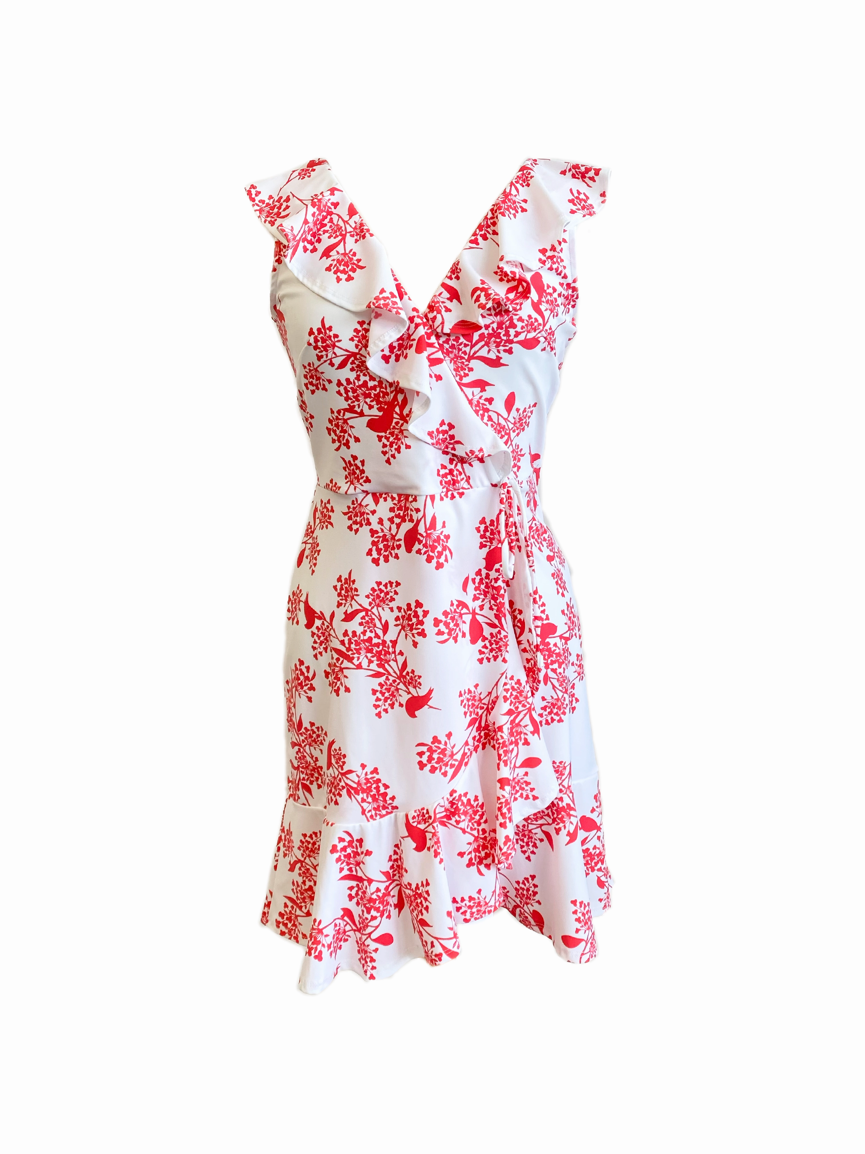 Minimal Touch Naples Faux Wrap Dress Birds of Paradise Dark Coral