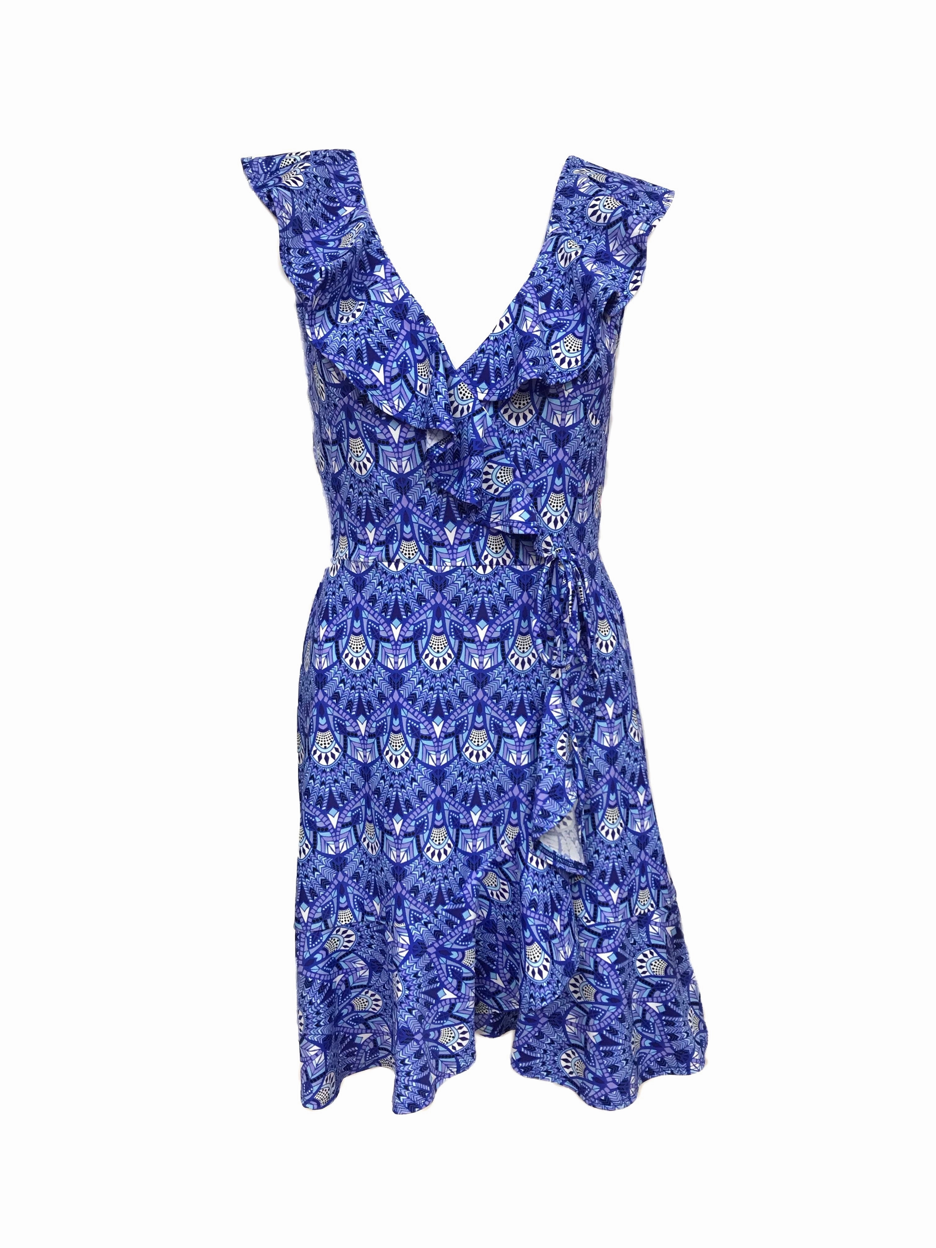 Naples Faux Wrap Dress Dark Blue Tribal Urban Favorite Tailored Mood