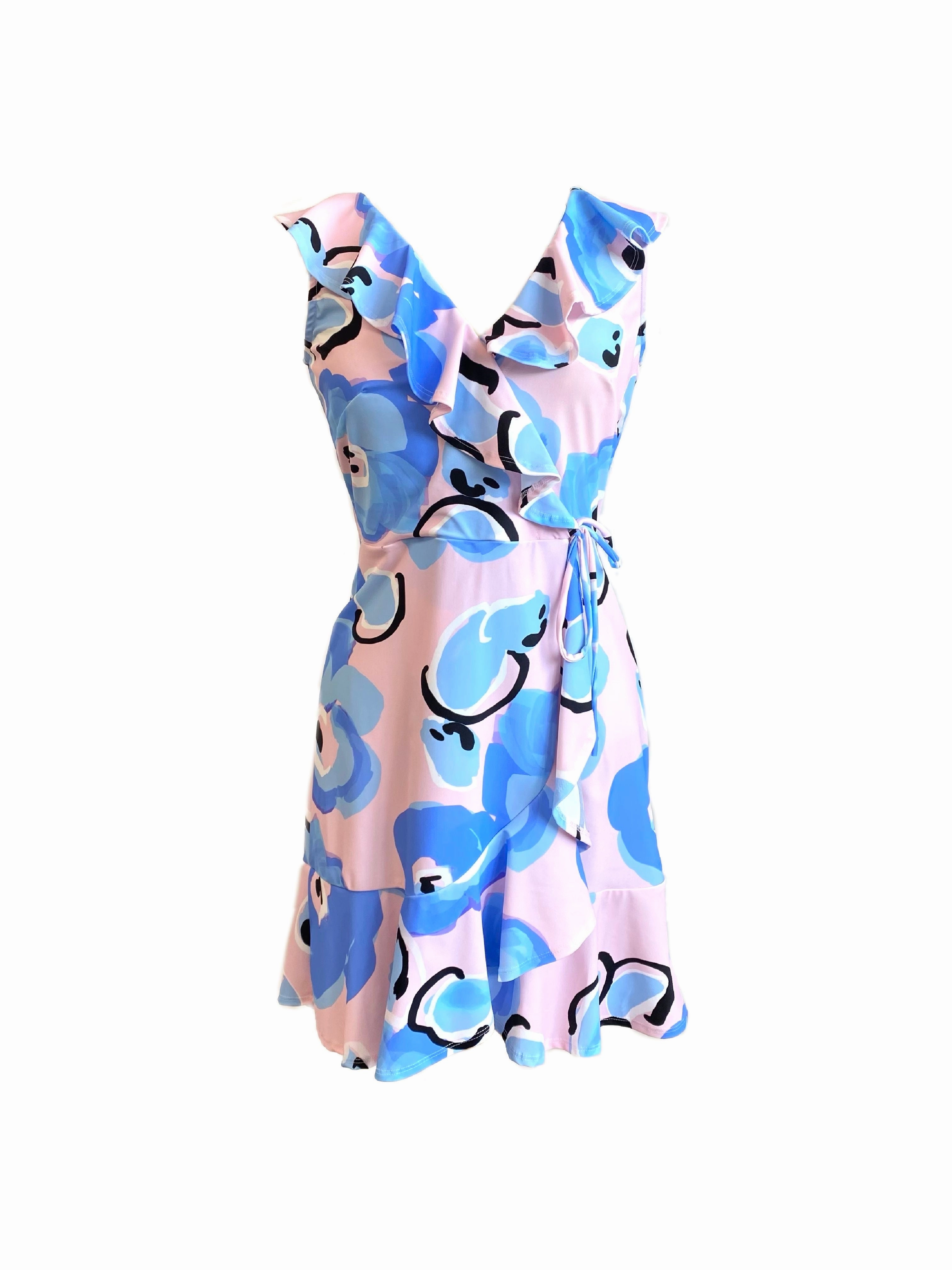 photo look Naples Faux Wrap Dress Light Pink Peonies