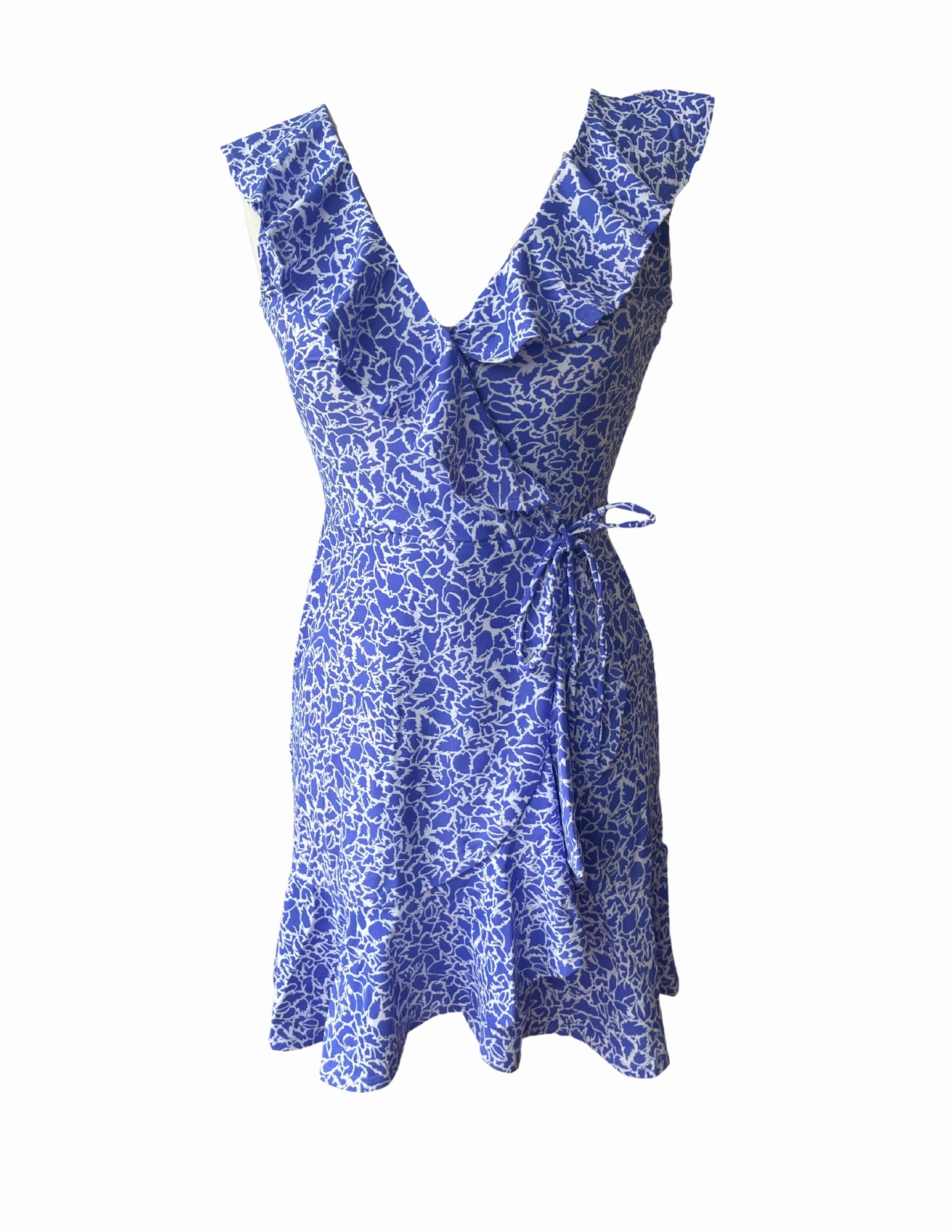 Naples Faux Wrap Dress Periwinkle/White Airy Weave Lined interior