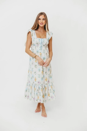 Knit Cool Chala Maxi Dress in Cream Floral