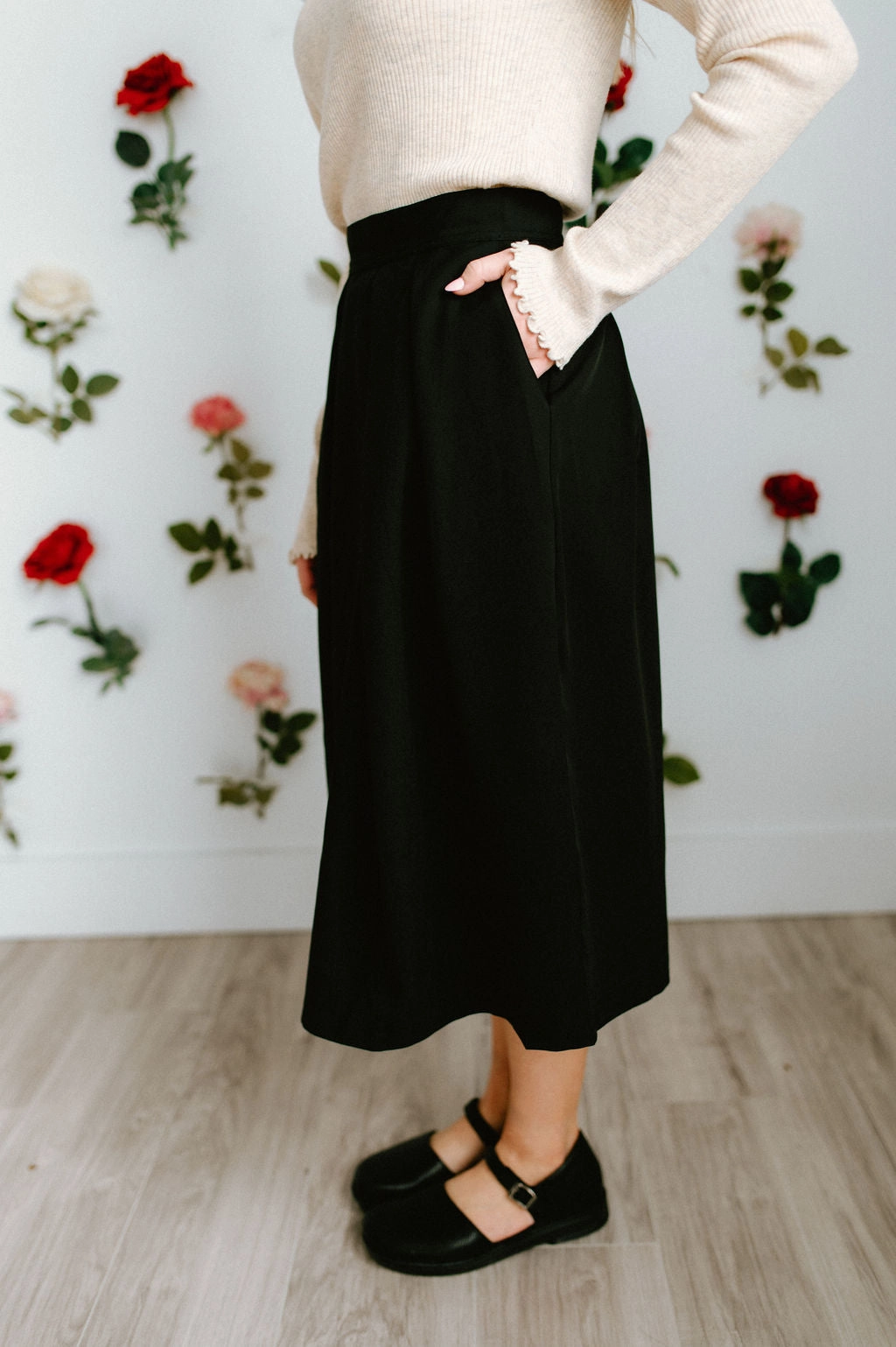 Shelby Skirt Black Cotton Rich
