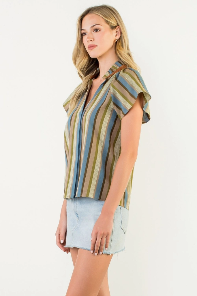 DoubleStitchedHem Nellie Stripe Top