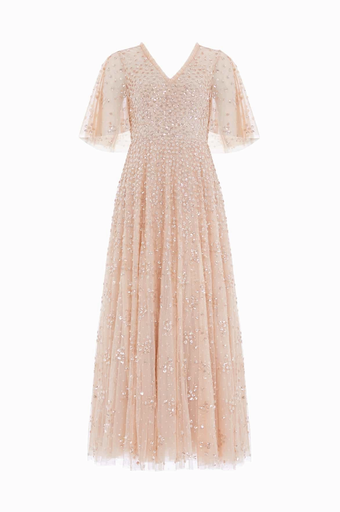 Street Elegance Leila Dot V-Neck Cape Ankle Gown