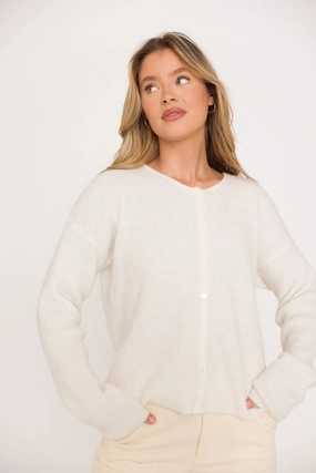 Newport Cardigan in Ivory DoubleLayeredShoulders Quick-Dry
