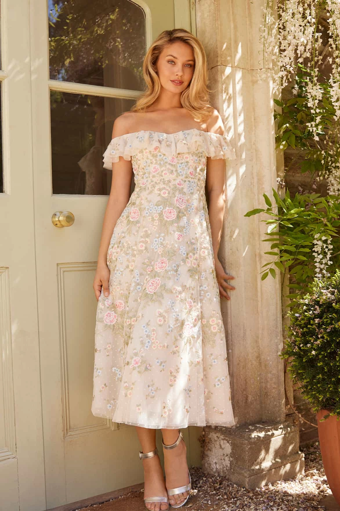 Antoinettes Floral Off-Shoulder Ballerina Dress All Look