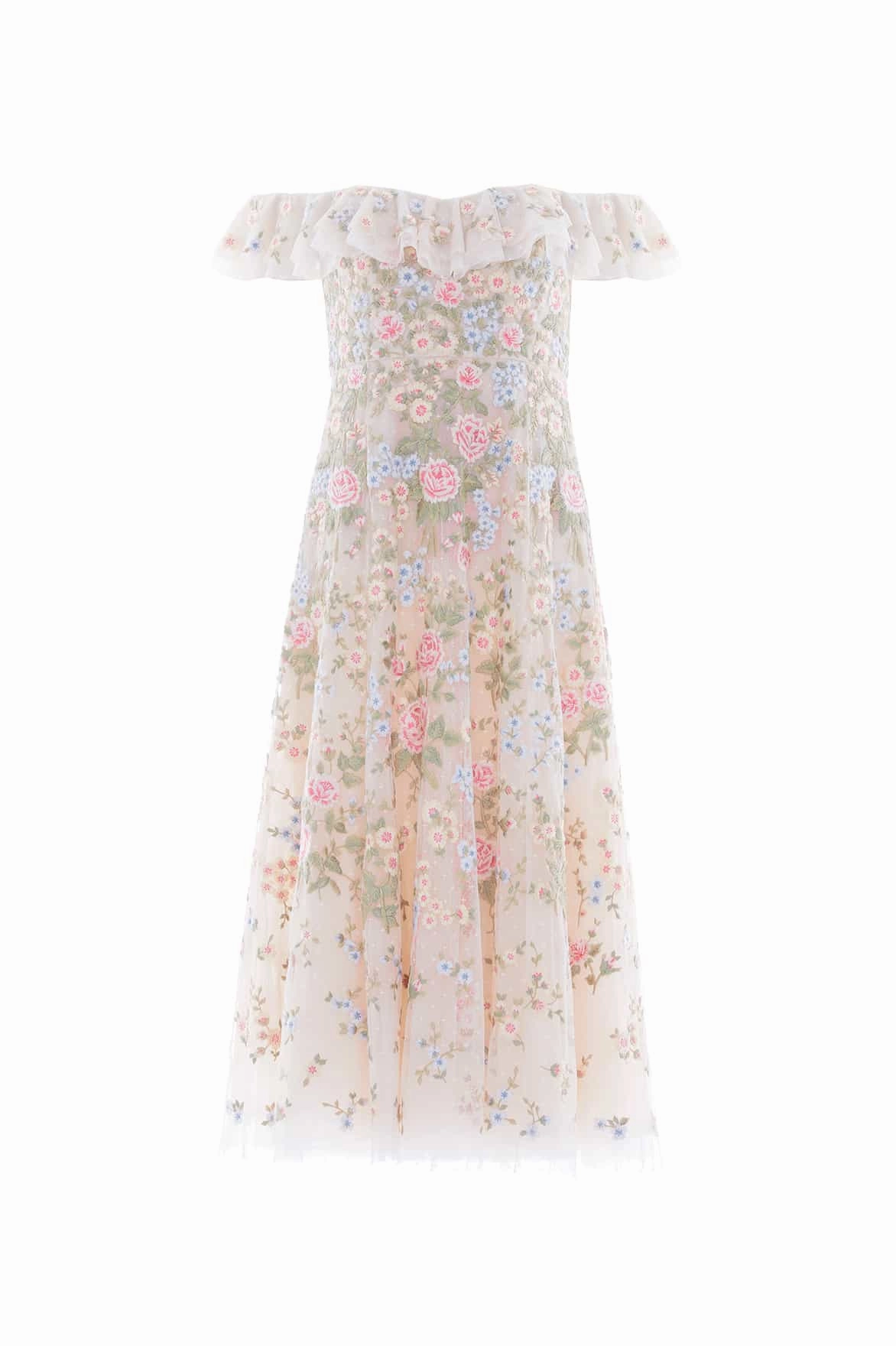 Antoinettes Floral Off-Shoulder Ballerina Dress Gentle Stitch