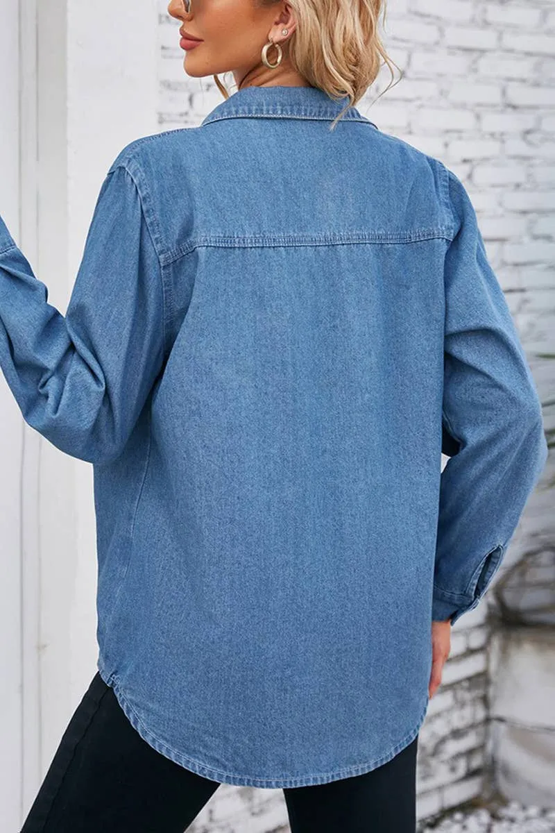 Fade Resistant Finish Non Irritating Seams 2024 SPRING NEW DENIM SHIRT TOPS_CWTSTL1063