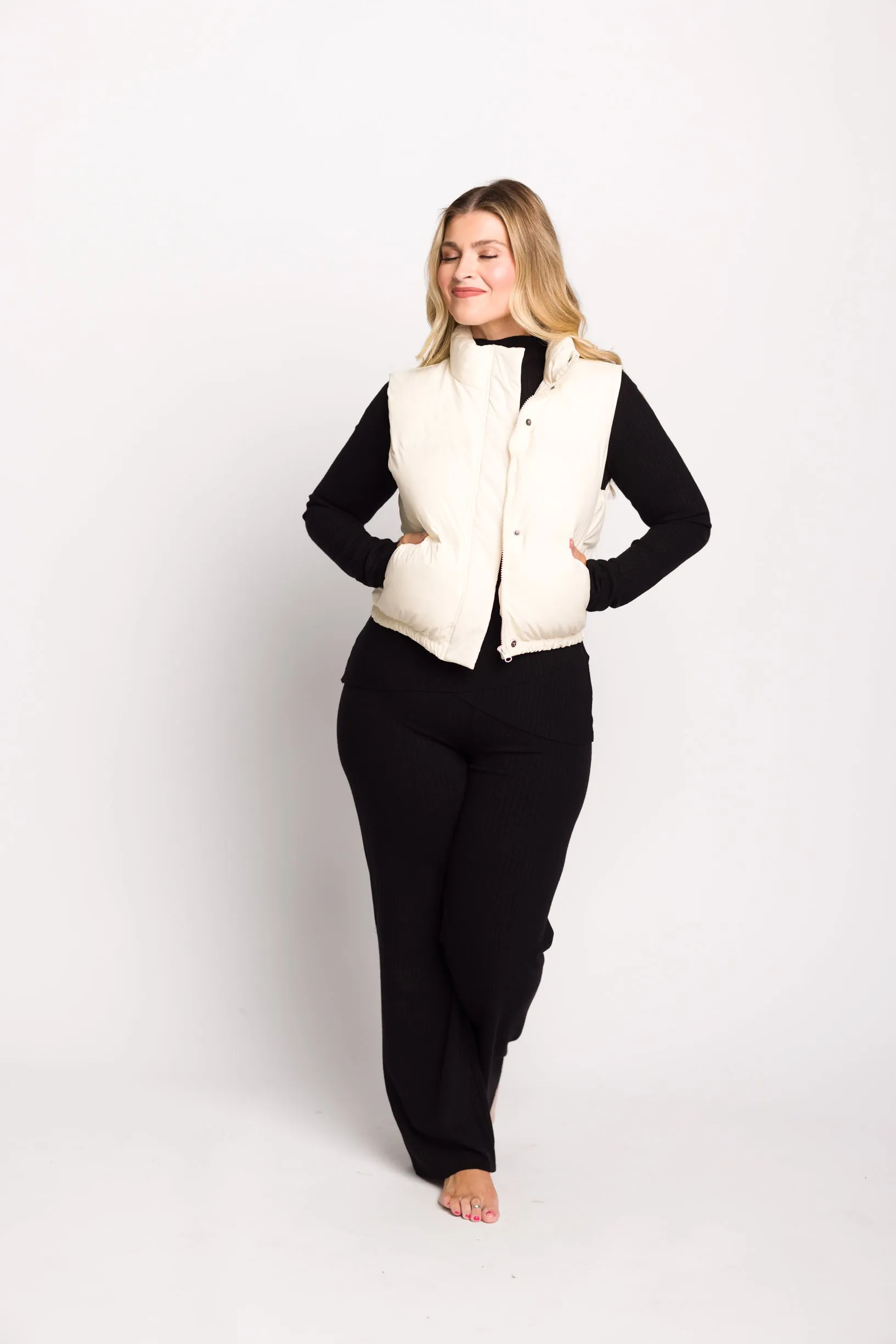 Aspen Vest in Cappuccino Foam Cozy Cardigan