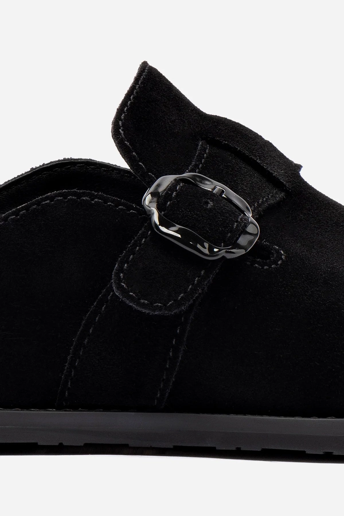 Leather Upper Milan Clog In Black Suede