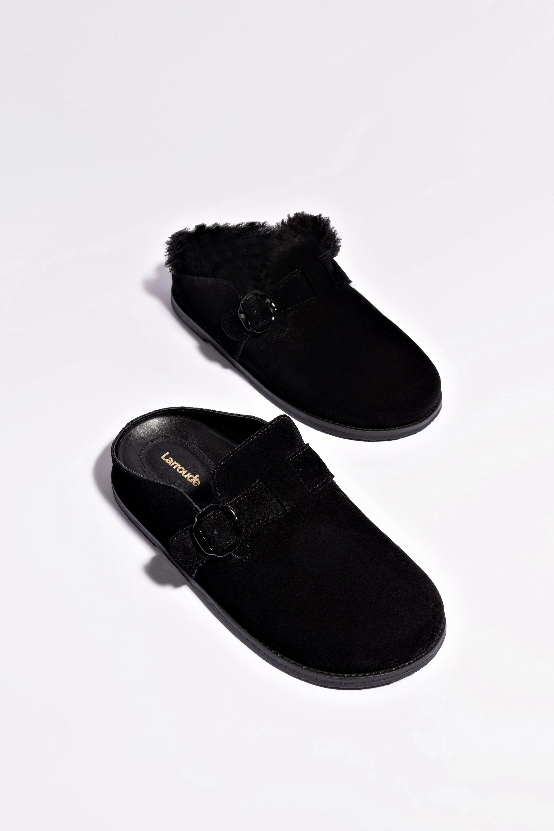 Milan Clog In Black Suede Heat Guard Wide Path