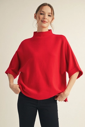 Breathable mesh panel Better Than Basic Sweater in Red