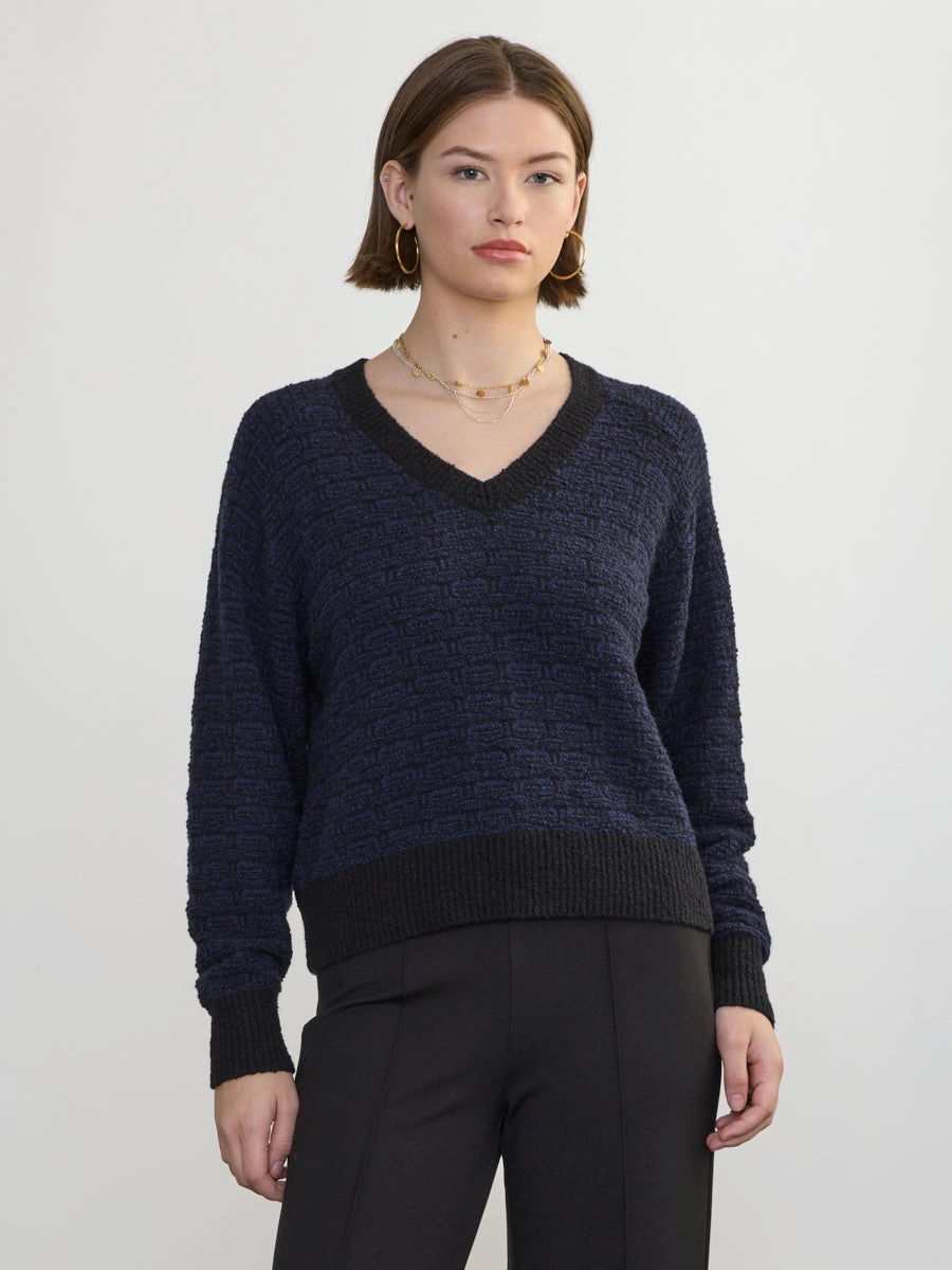 JACQUARD VEE Eco Dye Process Ribbed Hem Finish