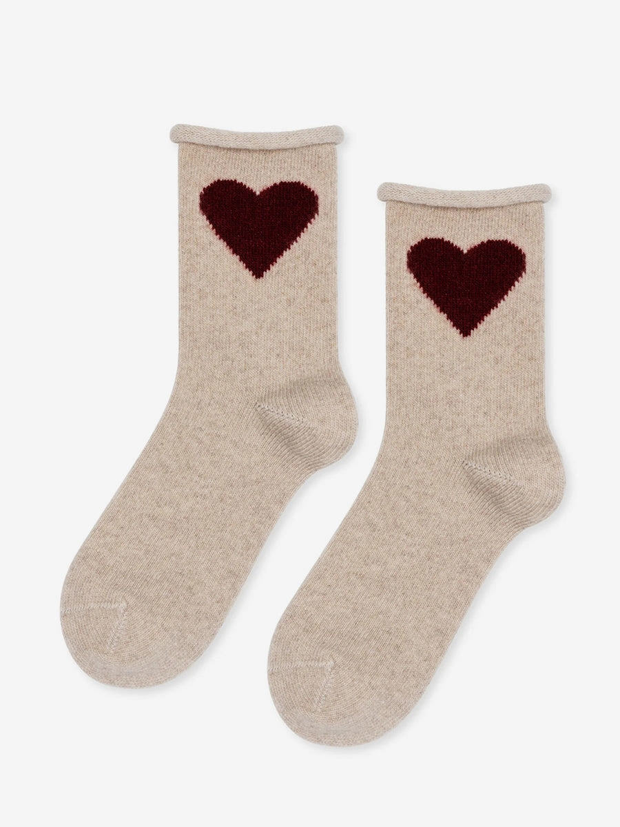 LOVE CASHMERE CREW SOCK Anti Pilling Treatment Contrast Stitch Detailing