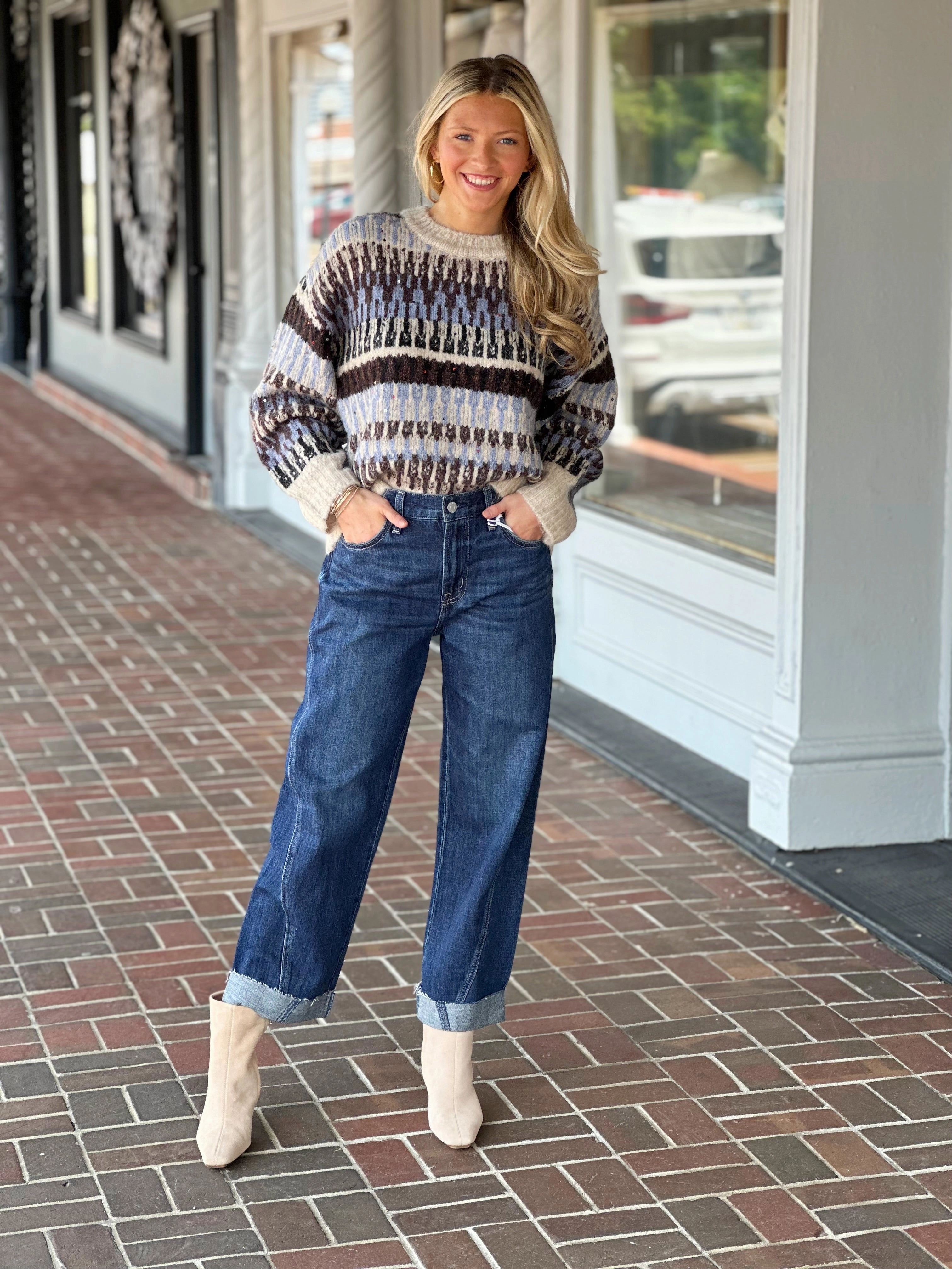 French Dressing Jacquard Apres Ski Sweater Tagless Design Simple Shirt