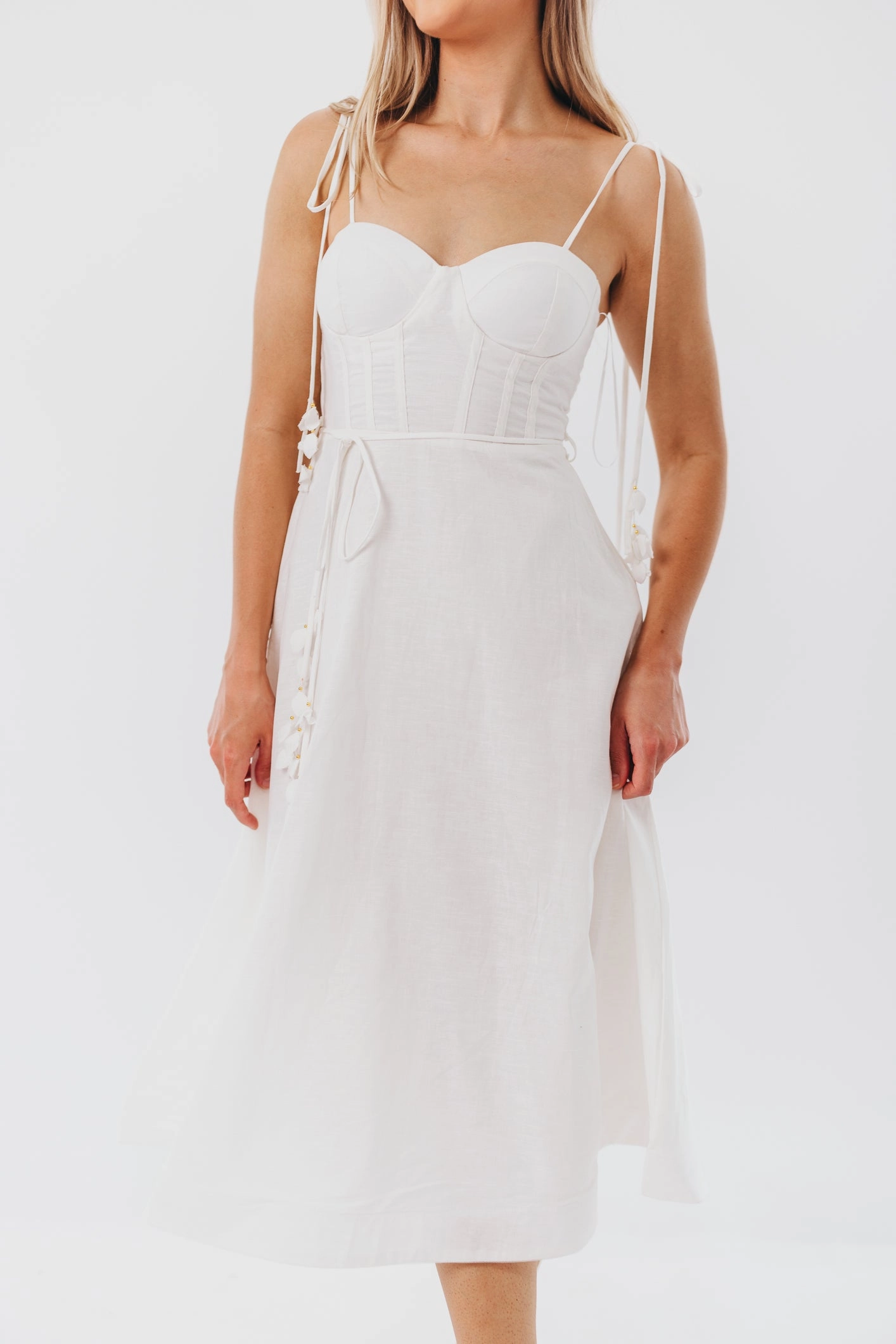 Norma Jean Bustier-Style Midi Dress in White Body Positive