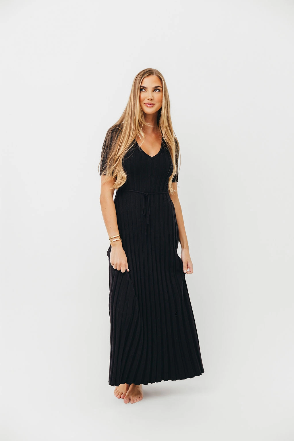 Oakley Ribbed Maxi Dress in Black - Bump Friendly *Final-Sale* Occasion Ready Chill Base