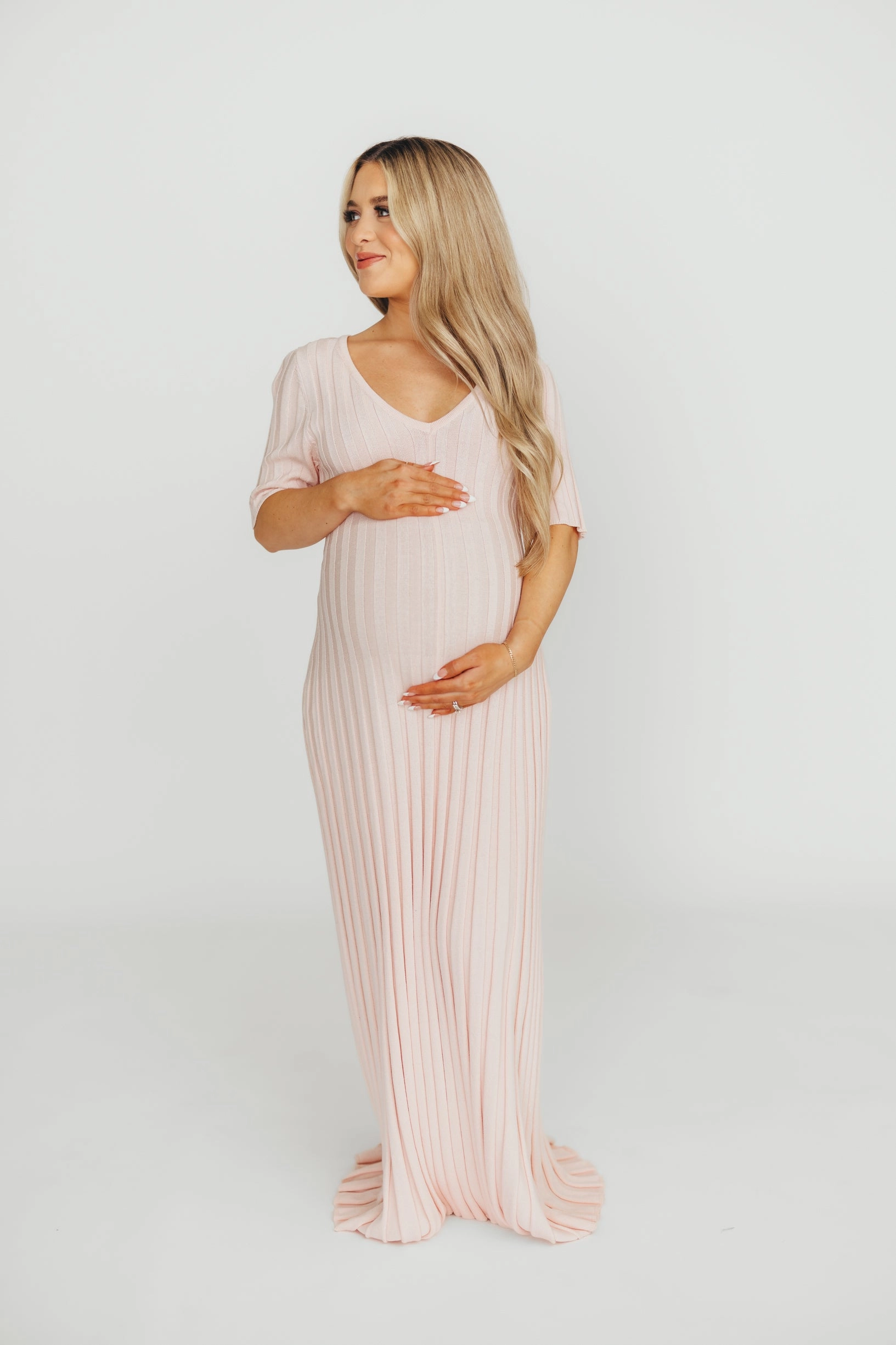 Oakley Ribbed Maxi Dress in Light Pink - Bump Friendly *Final-Sale* DeepPocketStyle