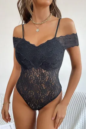 OFF SHOULDER STRAP FULL LACE BODYSUIT BlendMaterials
